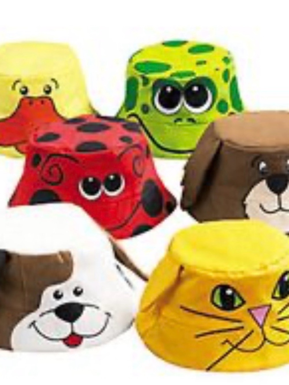 Vintage style, 90s novelty kid's animal costume sun hats
-